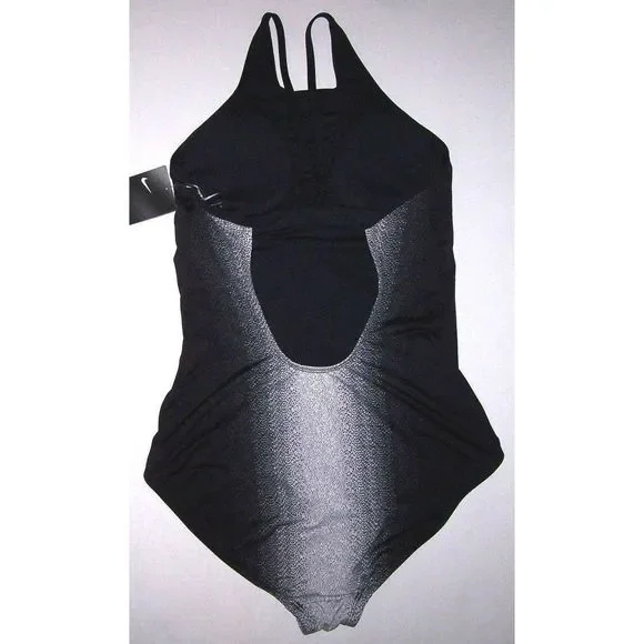 Nike Women Sz M Swimsuit Swimwear Fade Sting 1-Piece Black Wht NESS8300-001 $94 - Picture 4 of 7